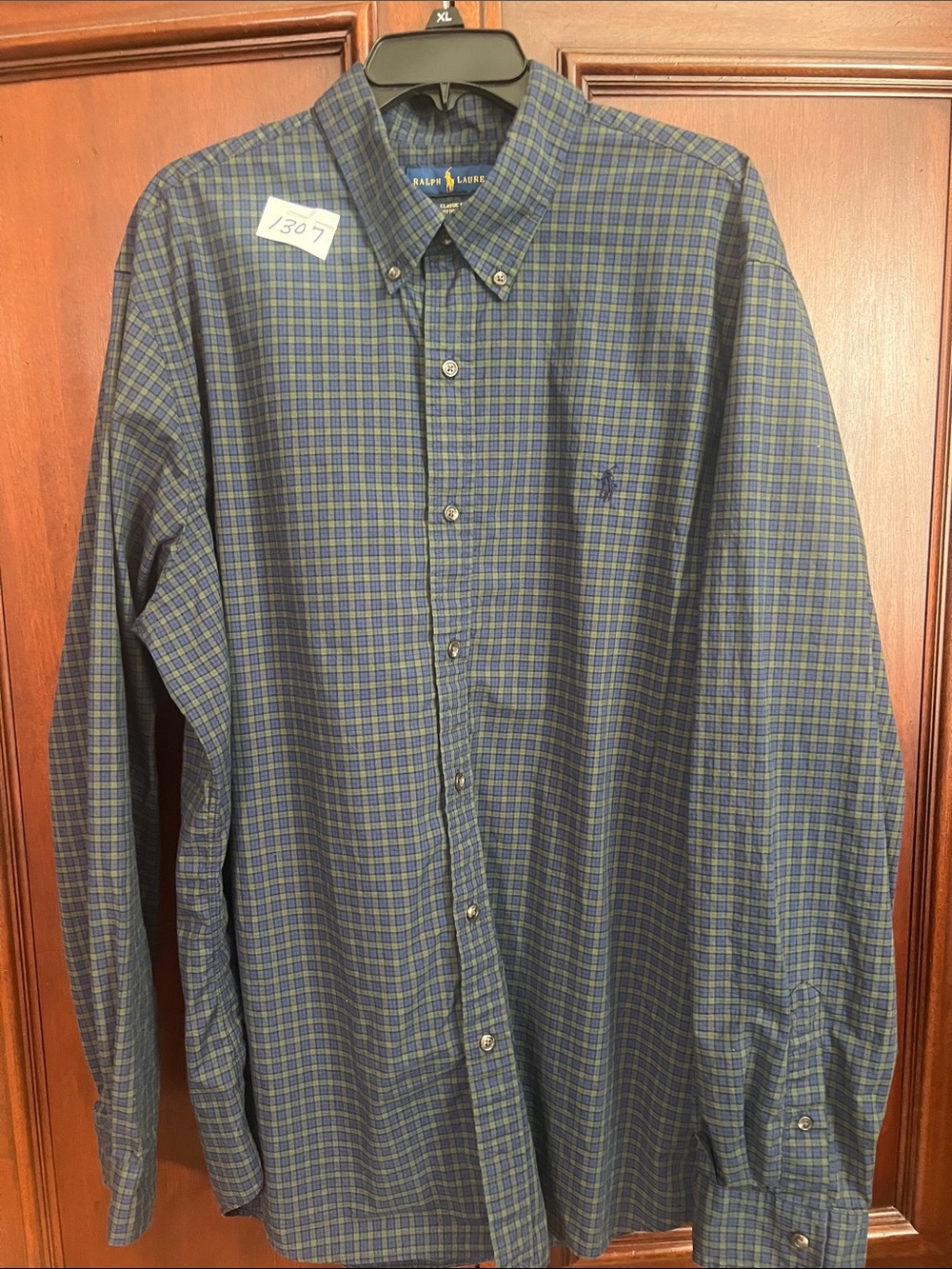 Ralph Lauren Blue & Green Plaid Button-Down Shirt Size XXL TTG